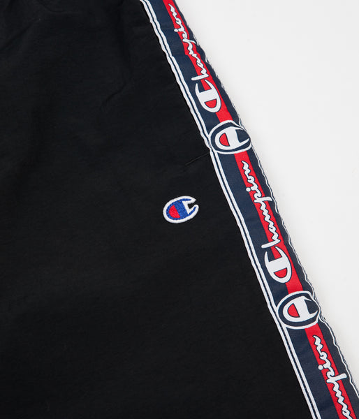 Champion Logo Tape Sweatpants Black Flatspot