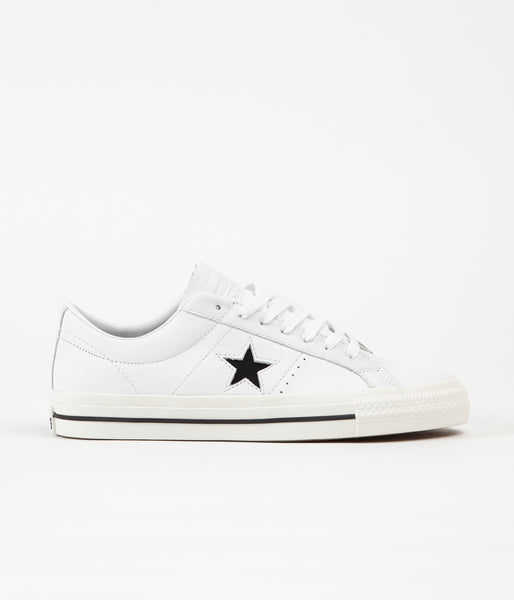 Converse One Star Pro Ox Leather Shoes White Black Egret