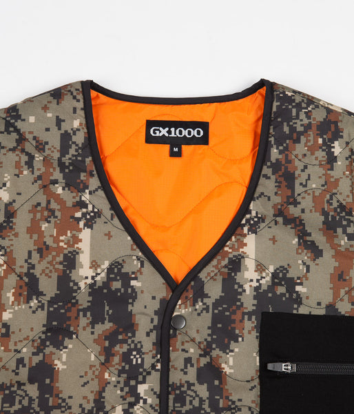 gx1000 リバーシブル ジャケット orange/camo GX1000 Reversible Quilted Liner Jacket - Camo / Orange | Flatspot