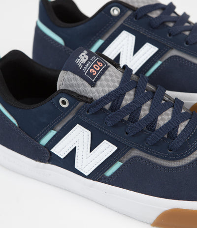 New Balance Numeric 306 Jamie Foy Shoes in Navy and White / Gum
