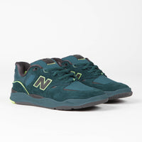 New Balance Numeric x Primitive 1010 Tiago Lemos Shoes in Deep Teal and Lime Green thumbnail
