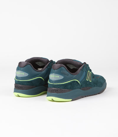New Balance Numeric x Primitive 1010 Tiago Lemos Shoes in Deep Teal and Lime Green