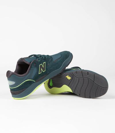 New Balance Numeric x Primitive 1010 Tiago Lemos Shoes in Deep Teal and Lime Green