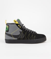 Nike SB Blazer Mid Premium Shoes in Cool Grey and Black and White - Yellow Strike