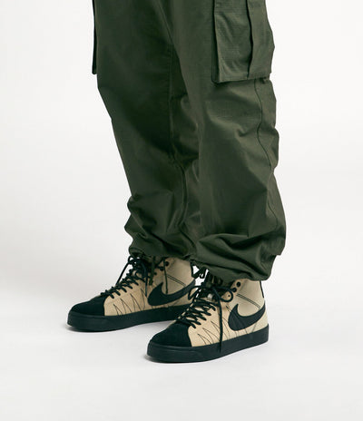 Nike SB Blazer Mid Premium Shoes in Rattan and Black and Rattan - Safety Orange