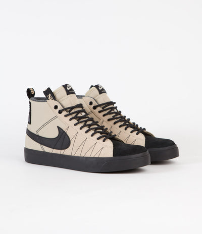 Nike SB Blazer Mid Premium Shoes in Rattan and Black and Rattan - Safety Orange