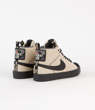 Nike SB Blazer Mid Premium Shoes in Rattan and Black and Rattan - Safety Orange