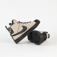 Nike SB Blazer Mid Premium Shoes in Rattan and Black and Rattan - Safety Orange thumbnail
