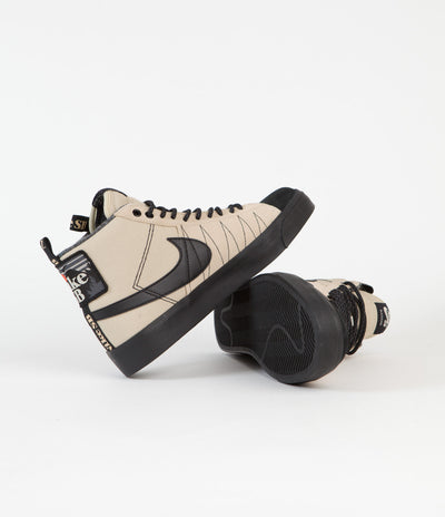 Nike SB Blazer Mid Premium Shoes in Rattan and Black and Rattan - Safety Orange