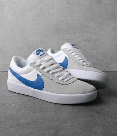 Nike SB Bruin React Shoes in Summit White and Signal Blue and Summit White