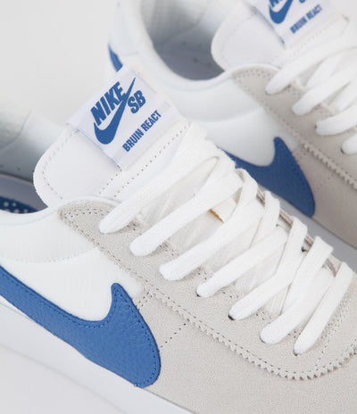Nike SB Bruin React Shoes in Summit White and Signal Blue and Summit White