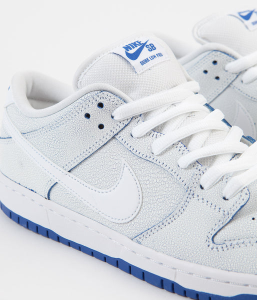 Nike SB Dunk Low Pro Premium Shoes White White Game Royal Flatspot