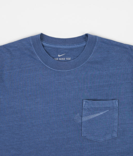 Nike SB Pocket Overdye T-Shirt Mystic Navy Birch Heather White
