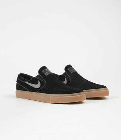 Nike SB Stefan Janoski Slip On Shoes in Black and Gunsmoke and Gum Light Brown