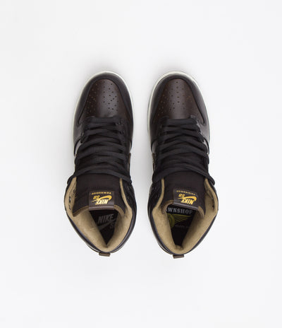Nike SB x Pawnshop Dunk High OG Shoes in Black and Black and Metallic Gold
