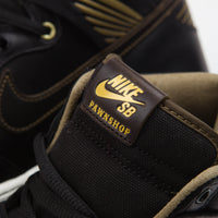 Nike SB x Pawnshop Dunk High OG Shoes in Black and Black and Metallic Gold thumbnail