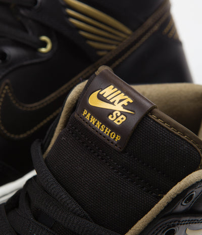Nike SB x Pawnshop Dunk High OG Shoes in Black and Black and Metallic Gold