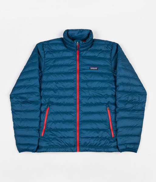 Patagonia Down Sweater Jacket Big Sur Blue Fire Red Flatspot