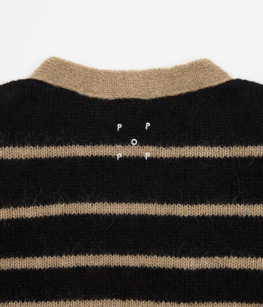 Pop Trading Company Knitted Cardigan - Sesame / Black | flatspot