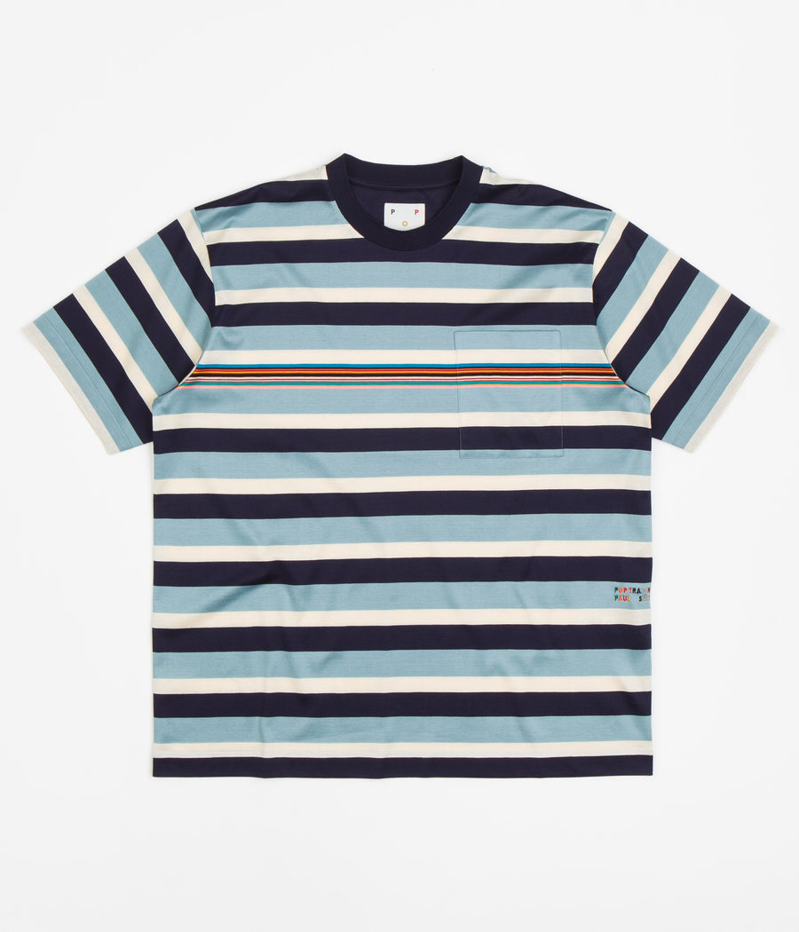 Pop Trading Company x Paul Smith Stripe T-Shirt - Very Dark Navy