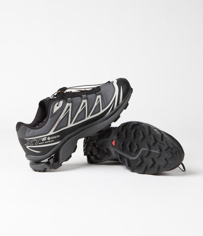 Salomon XT-6 GTX Shoes in Black and Ebony / Lunar Rock