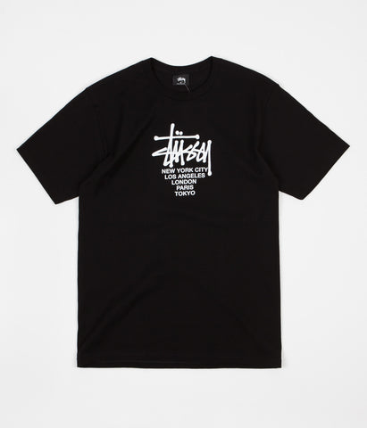 STUSSY ブラック Tシャツ M Stüssy - Black World Tour Scribble T-Shirt | HBX