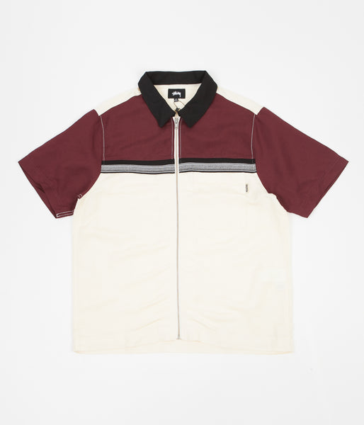 Stussy Color Block Zip Work Shirt - Berry | Flatspot