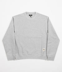 Stussy Contrast Stitch Label Crewneck Sweatshirt in Grey Heather