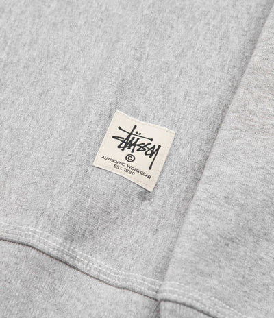 Stussy Contrast Stitch Label Crewneck Sweatshirt in Grey Heather