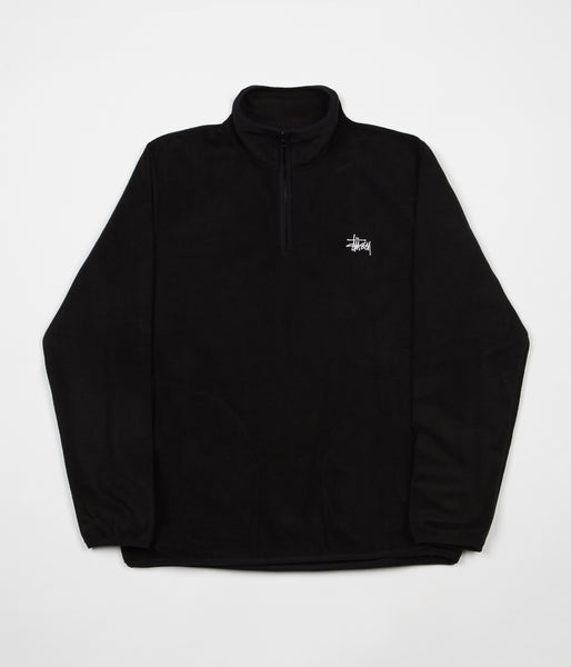 Stussy Polar Fleece Half Zip Sweatshirt Black Flatspot