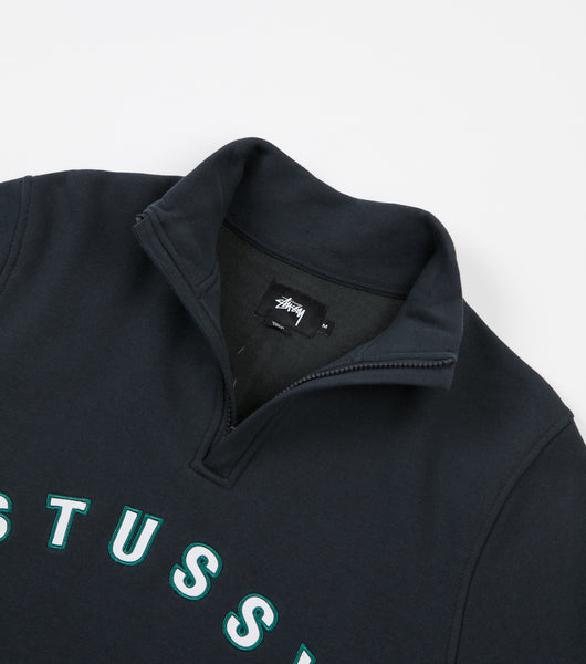 Stussy Quarter Zip Mock Neck Sweatshirt - Black | flatspot