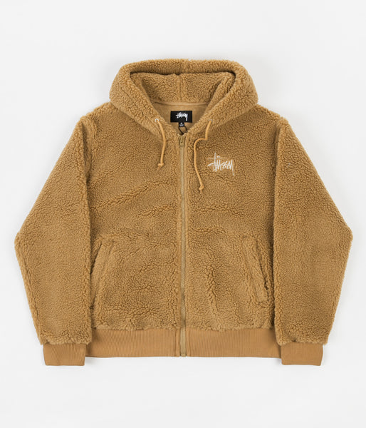 stussy-sherpa-zip-hoodie-brown