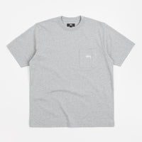 Stussy Stock Logo Pocket T-Shirt in Grey Heather B12B thumbnail