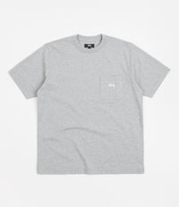 Stussy Stock Logo Pocket T-Shirt in Grey Heather B12B