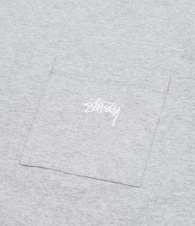 Stussy Stock Logo Pocket T-Shirt in Grey Heather B12B