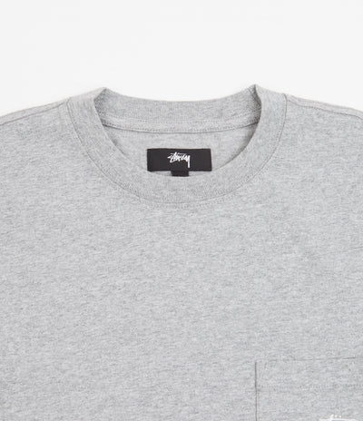 Stussy Stock Logo Pocket T-Shirt in Grey Heather B12B