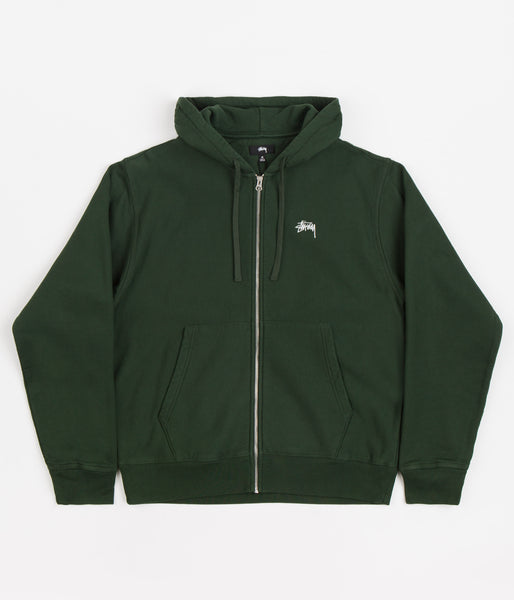 Stussy Stock Logo Zip Hoodie Forest Flatspot