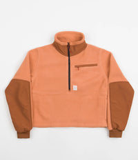 Topo Designs Womens Mountain Pullover Fleece in Rust and Brick