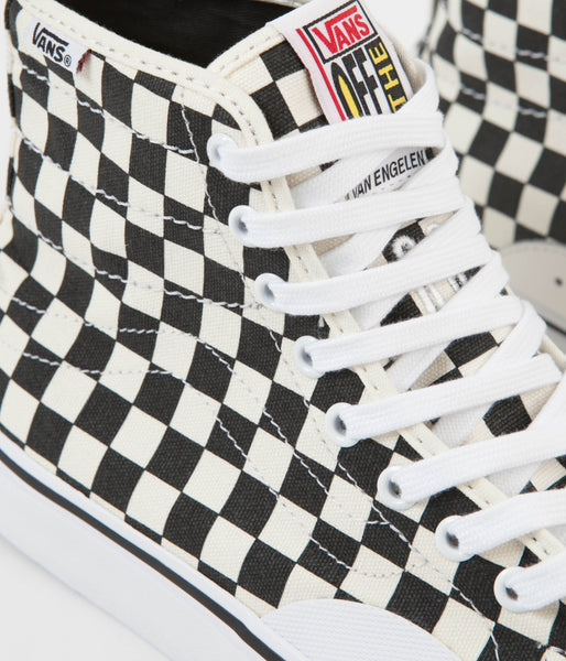Vans AV Classic High Checkerboard Shoes Black White Flatspot