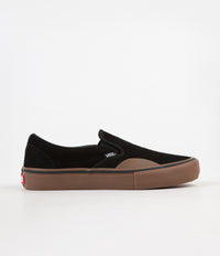 Vans Slip On Pro Shoes in (Rubber) Black and Gum