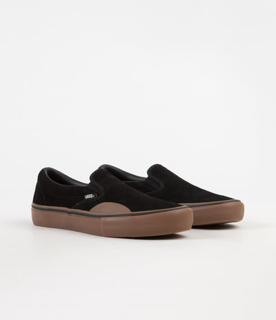Vans Slip On Pro Shoes in (Rubber) Black and Gum