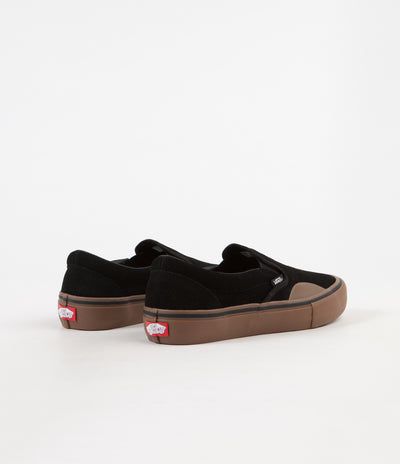 Vans Slip On Pro Shoes in (Rubber) Black and Gum