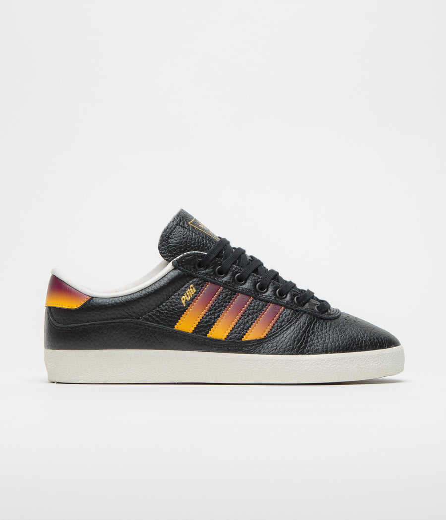 Adidas Puig Indoor Shoes in Core Black and Shadow Red / Crew Yellow