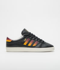 Adidas Puig Indoor Shoes in Core Black and Shadow Red / Crew Yellow