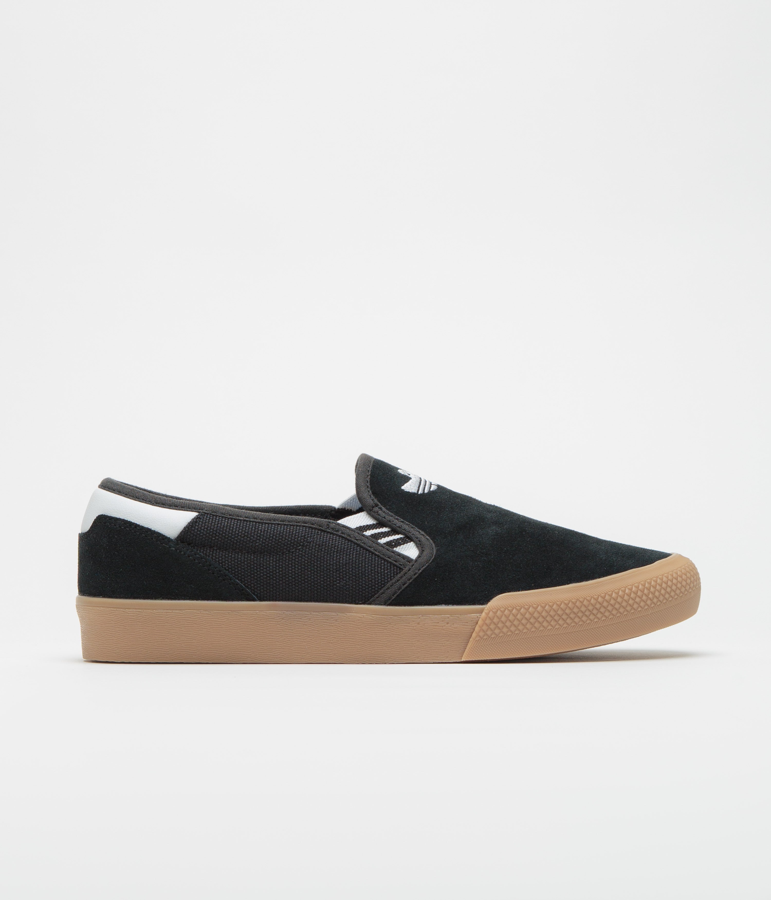 Adidas Shmoofoil Slip Shoes in Core Black and FTWR White / Gum4