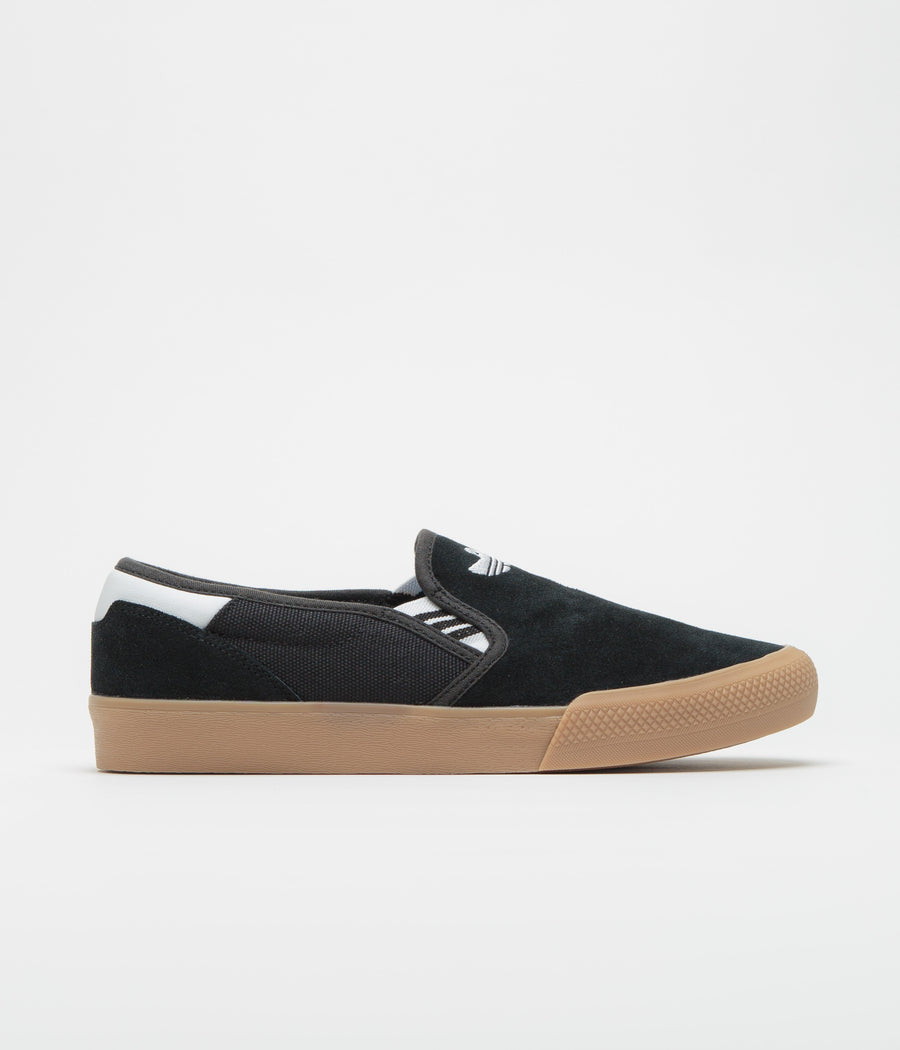 Adidas Shmoofoil Slip Shoes in Core Black and FTWR White / Gum4