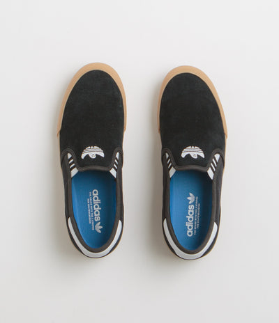 Adidas Shmoofoil Slip Shoes in Core Black and FTWR White / Gum4