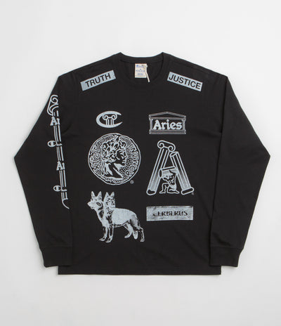 Aries x Champion Sponsor Long Sleeve T-Shirt in Black