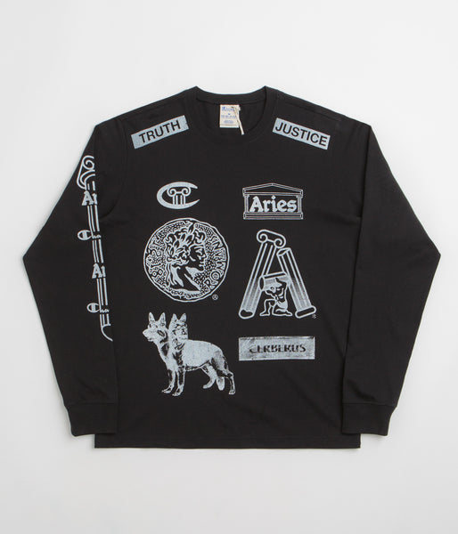 Champion x Aries Sponsor Long Sleeve T-Shirt - Black | flatspot