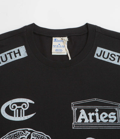 Aries x Champion Sponsor Long Sleeve T-Shirt in Black